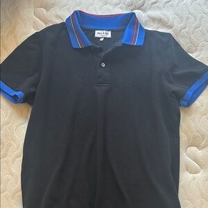 Paul & Joe Black Polo Shirt with Blue Accents